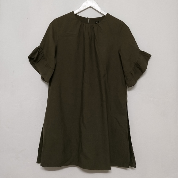 Zara Olive Green Romper Ruffle Sleeve Dress M - Picture 3 of 11